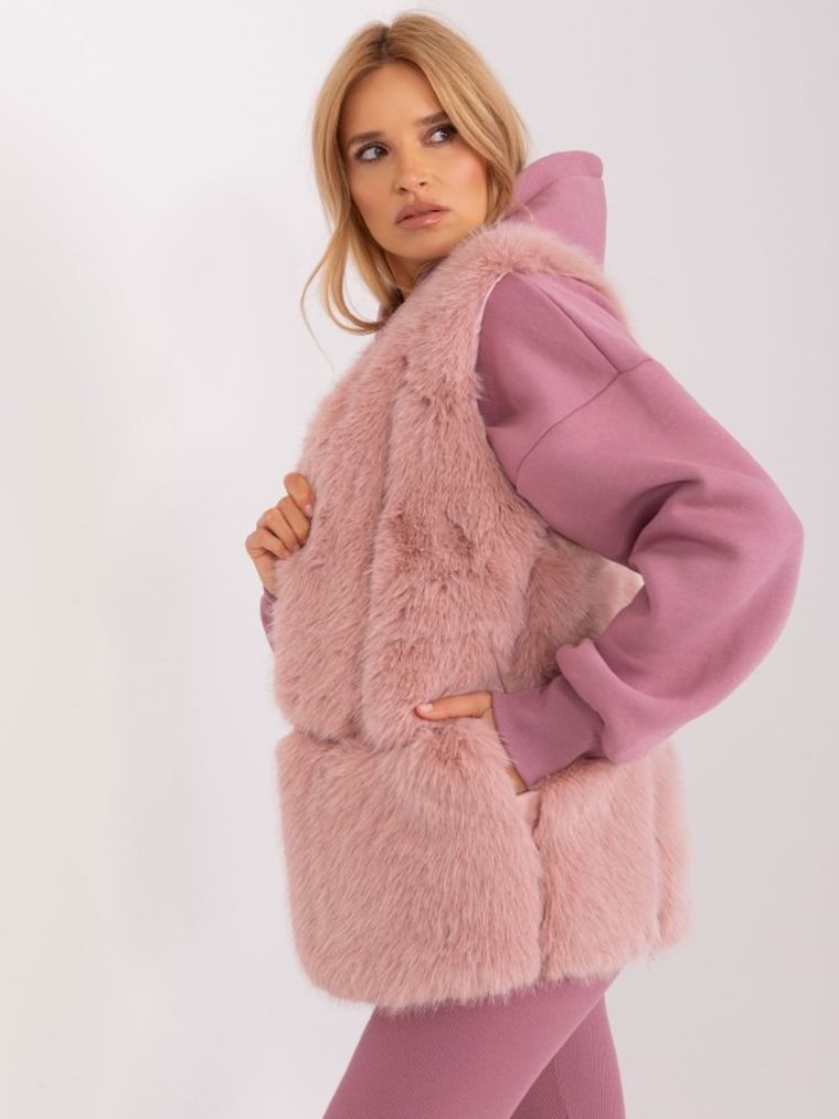 Kamizelka damska, różowa, Italy Moda