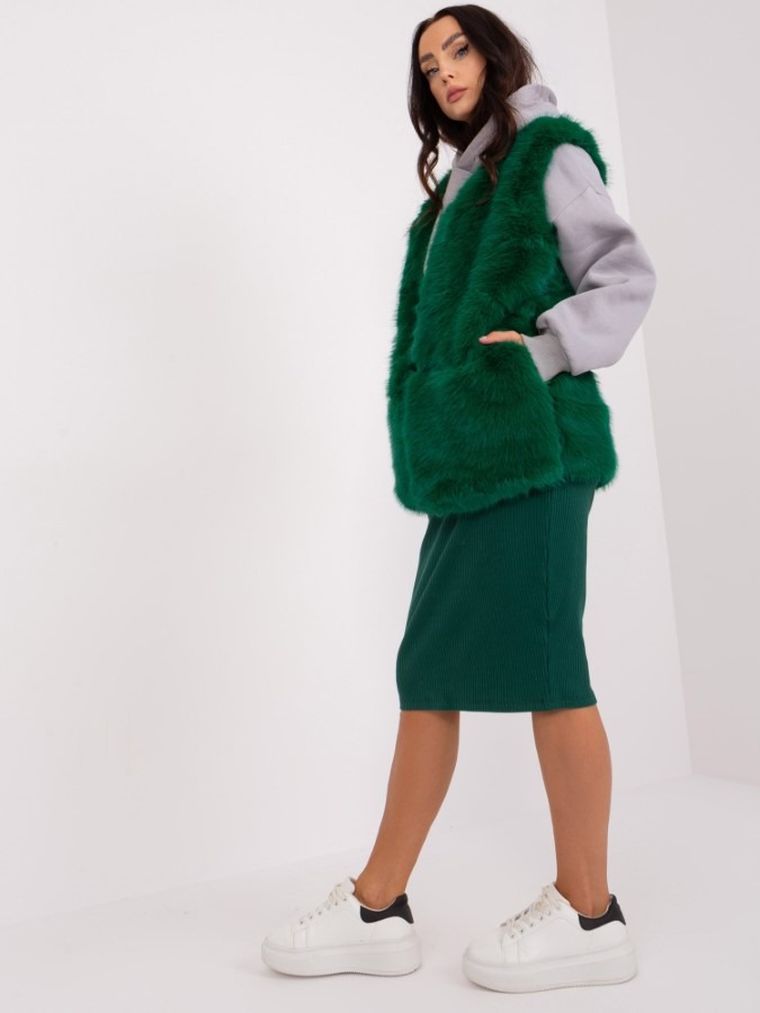 Kamizelka damska, zielona, Italy Moda