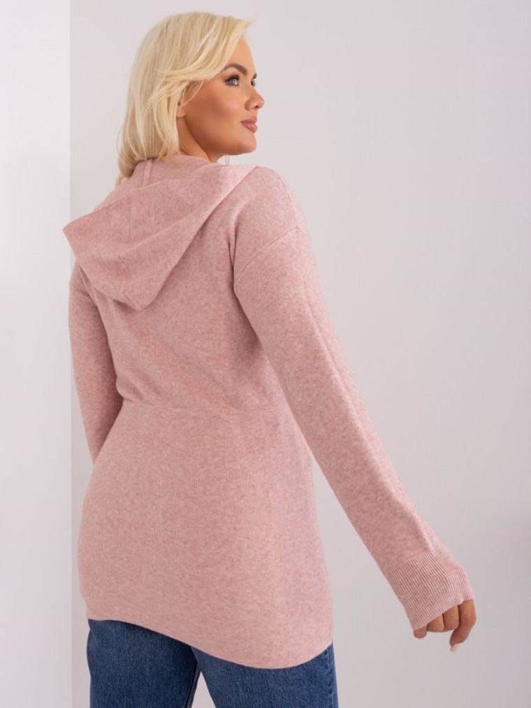 Kardigan damski z kapturem, plus size, różowy, P-M