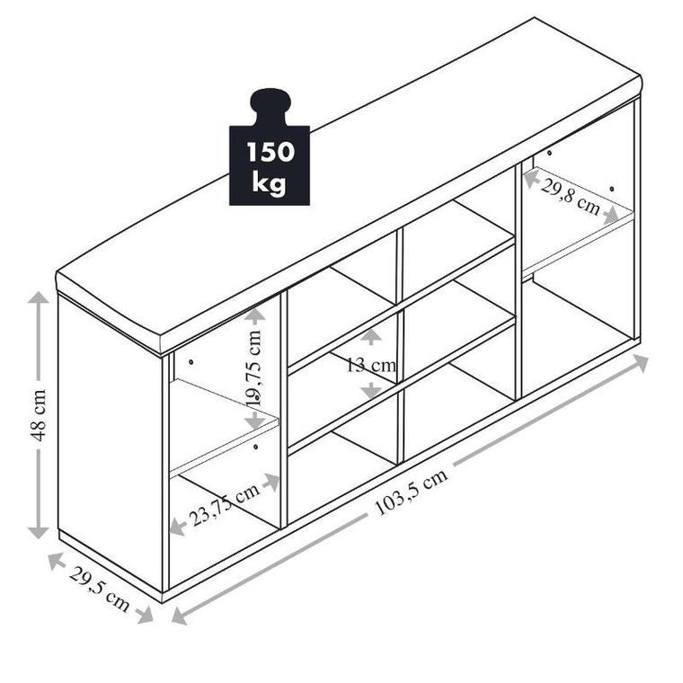 Kesper, szafka na 10 par butów, z siedziskiem, 103.5-48 cm