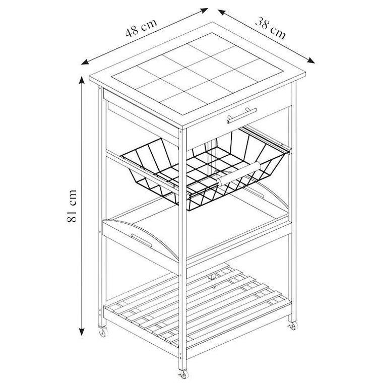 Kesper, wózek kuchenny z wyjmowaną tacą i koszem na warzywa, bambus