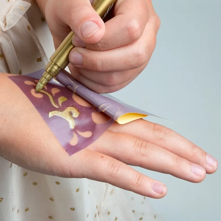 Kidea, markery brokatowe do tatuażu z szablonami, 3 kolory