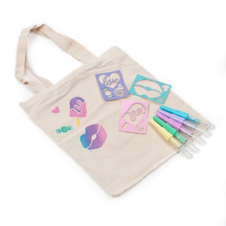 Kidea, markery do tkanin w sprayu z szablonami, Sweet Love, 5 szt.