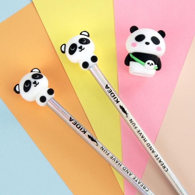 Kidea, ołówki HB z temperówką i figurką, panda, 2 szt.
