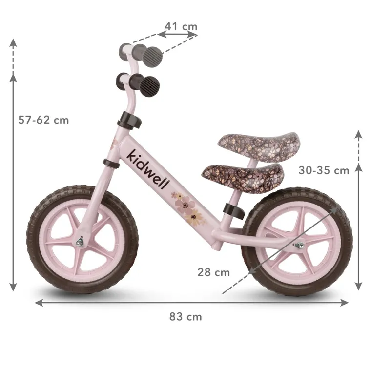 Kidwell, Rebel, rowerek biegowy, różowy w kwiatki