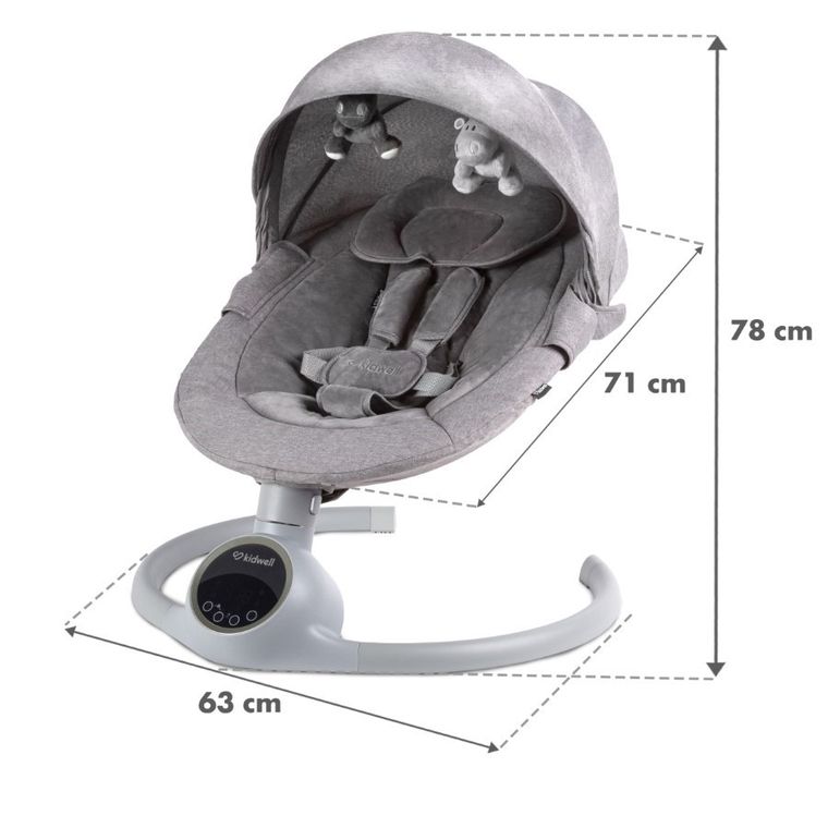 Kidwell, Reve, bujaczek, leżaczek elektryczny, 2w1, szary