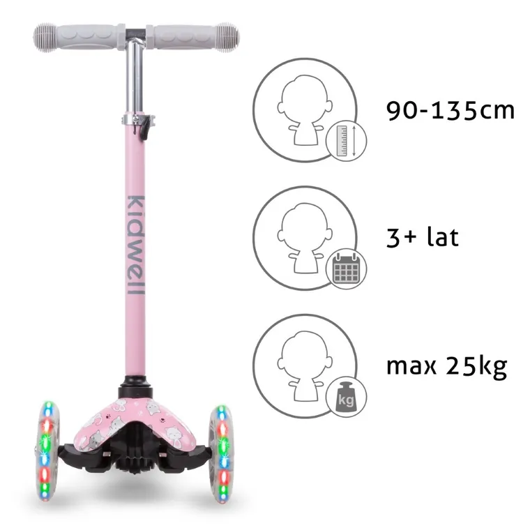 Kidwell, Uno, hulajnoga 3-kołowa LED, balansowa, cats