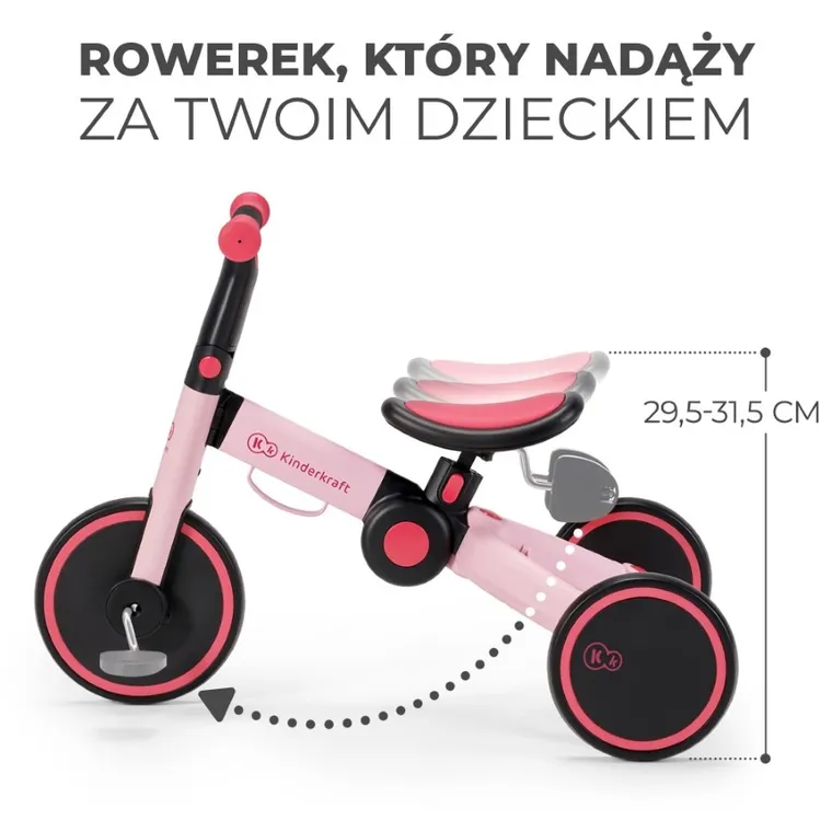 Kinderkraft, 4Trike, rowerek trójkołowy, Candy Pink