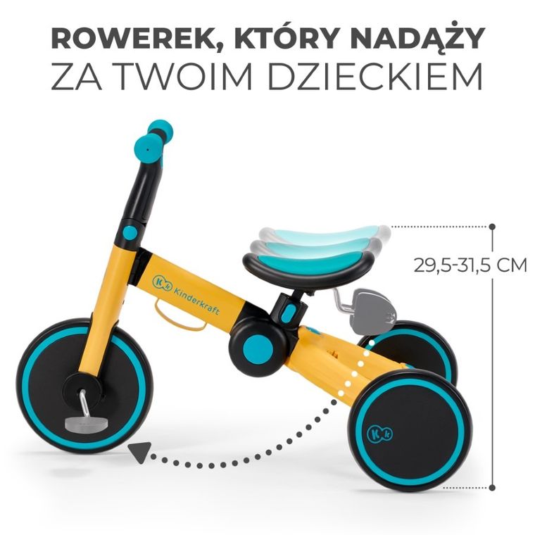 Kinderkraft, 4Trike, rowerek trójkołowy, Primrose Yellow