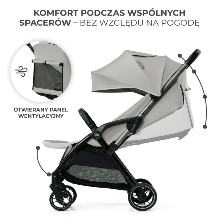 Kinderkraft, Apino, wózek spacerowy, Dove Grey