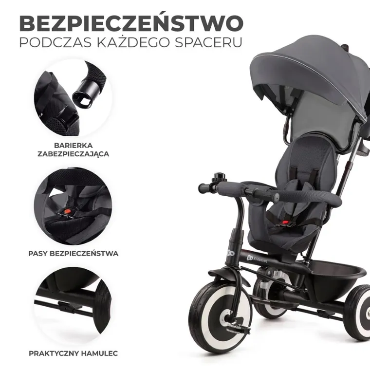 Kinderkraft, Aston, rowerek trójkołowy, Malachite Grey