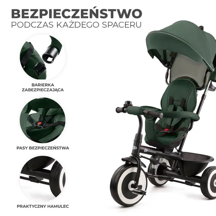 Kinderkraft, Aston, rowerek trójkołowy, Mystic Green