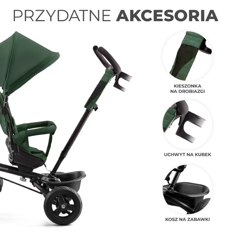 Kinderkraft, Aveo, rowerek trójkołowy, Mystic Green