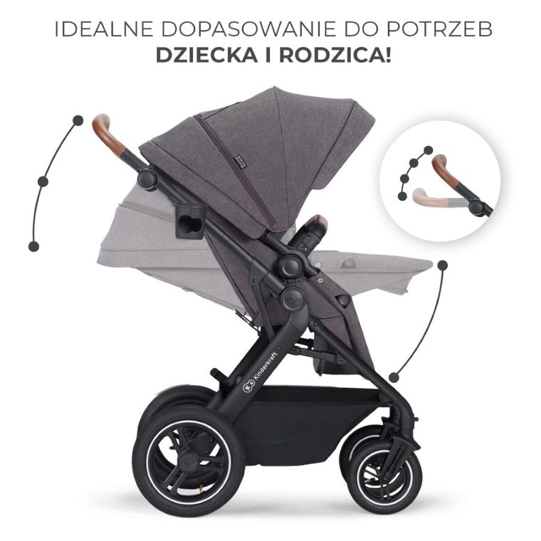 Kinderkraft, B-tour, Mink Pro, wózek wielofunkcyjny 3w1, Dark Grey