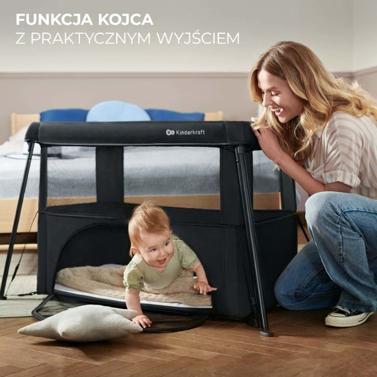 Kinderkraft, Cami, łóżeczko turystyczne, Black
