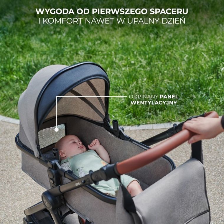 Kinderkraft, Esme, wózek wielofunkcyjny, 3w1, Sand Beige