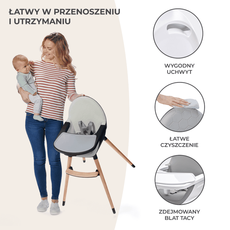 Kinderkraft, Fini, krzesełko do karmienia, 2w1, czarne