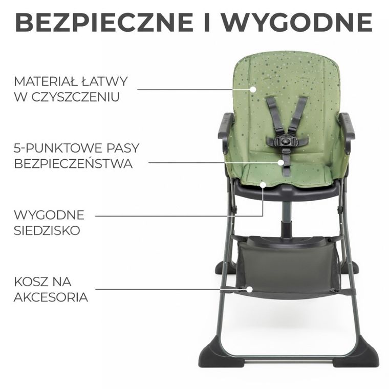 Kinderkraft, Foldee, krzesełko do karmienia, Green