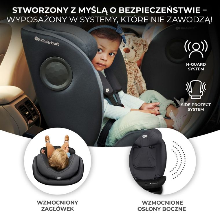 Kinderkraft, fotelik samochodowy 360, I-size, Black, 40-150 cm