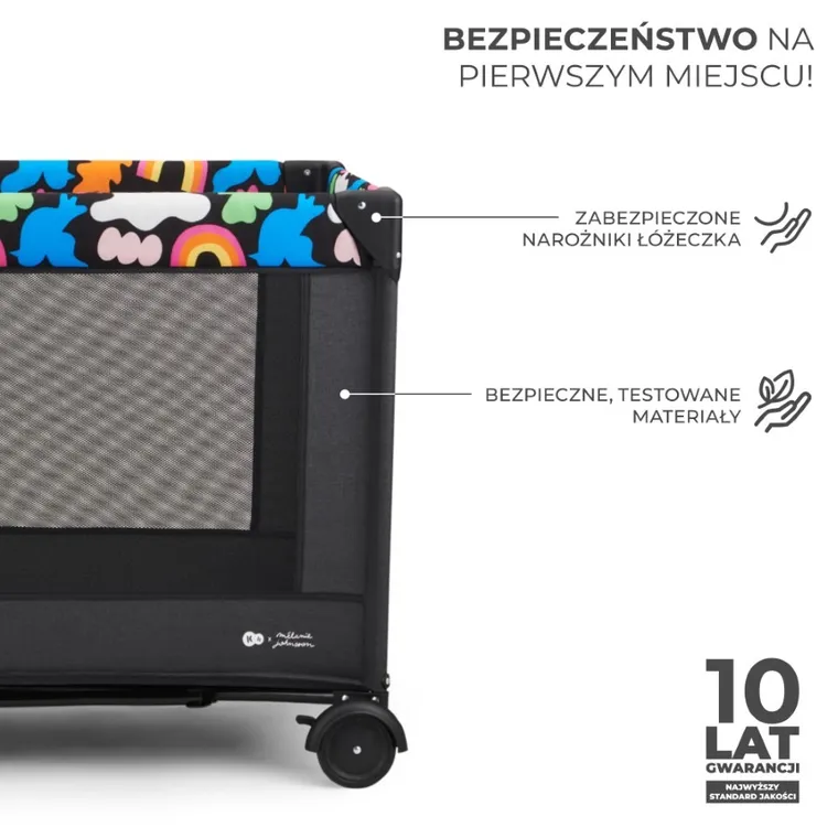 Kinderkraft, Joy 2, Happy Shapes, łóżeczko turystyczne