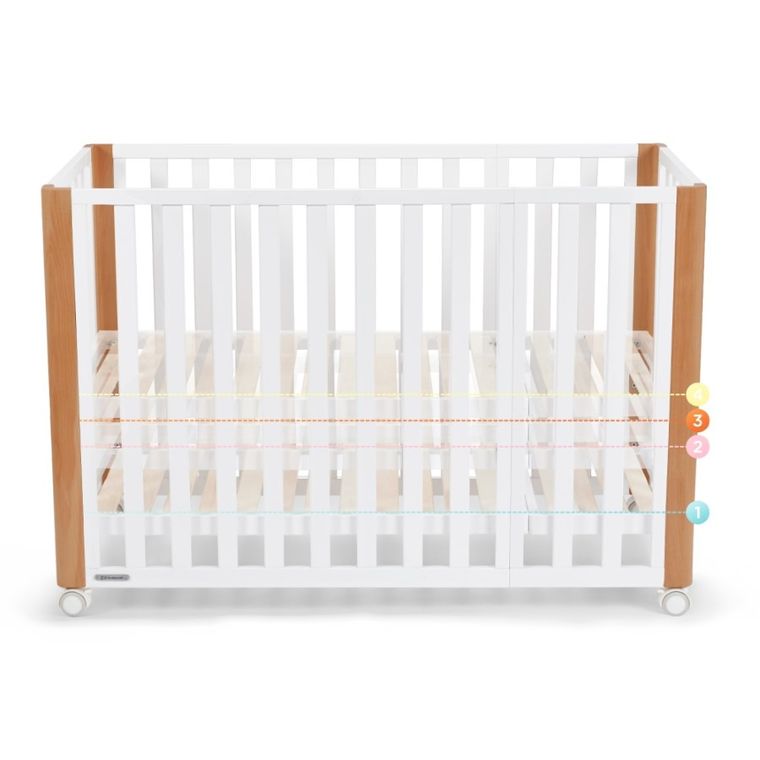 Kinderkraft, Koya, łóżeczko niemowlęce z funkcją kojca + materac, White