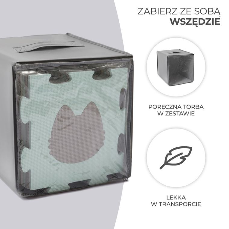 Kinderkraft, Luno, mata piankowa, puzzle, mint