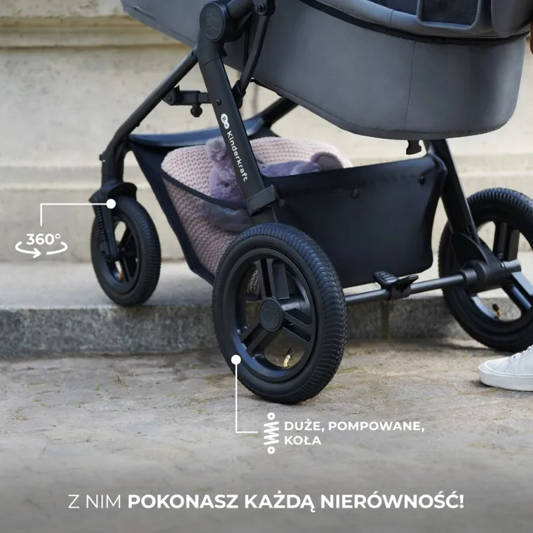 Kinderkraft, Moov 2 Air, wózek wielofunkcyjny, 3w1, Pure Black