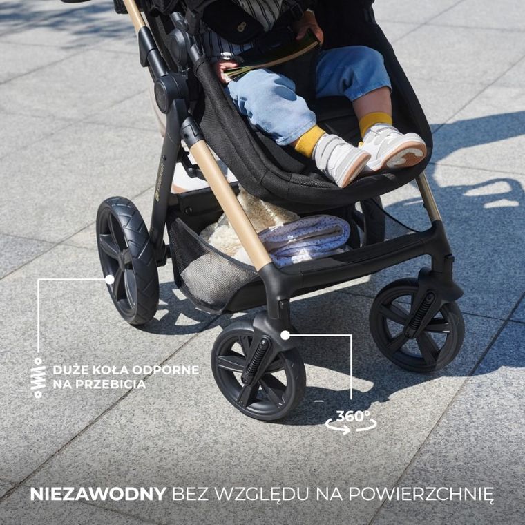 Kinderkraft, Moov 2, Eva Wheels, wózek wielofunkcyjny 4w1, Moonlight Grey