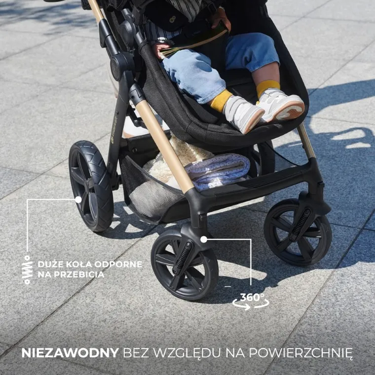 Kinderkraft, Moov 2, Eva Wheels, wózek wielofunkcyjny 4w1, Pure Black