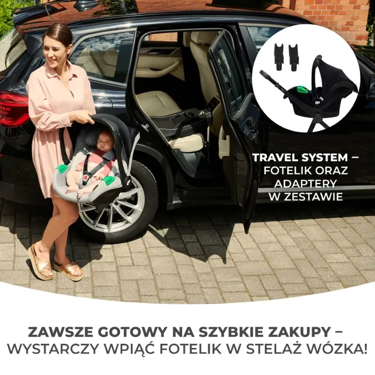 Kinderkraft, Newly 3in1 Mink Pro, wózek wielofunkcyjny, Classic Black