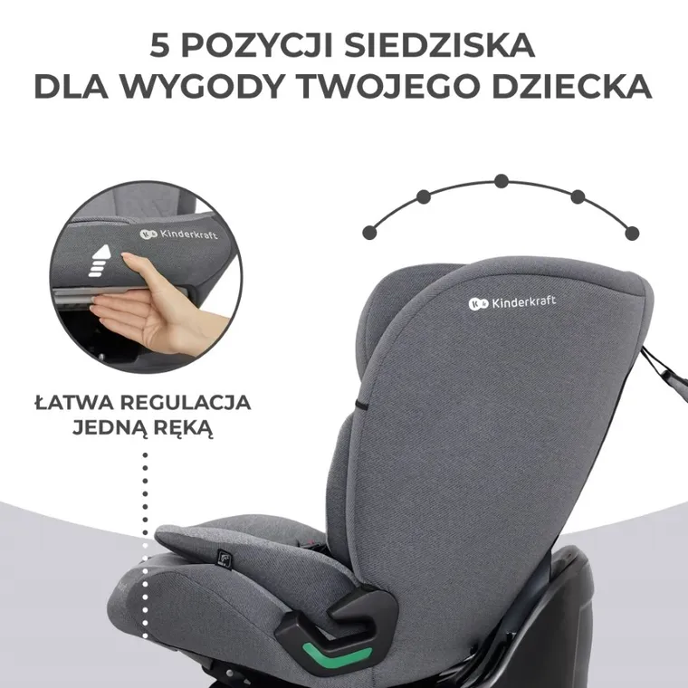 Kinderkraft, Oneto 3, I-size, fotelik samochodowy, Cool Grey, 76-150 cm