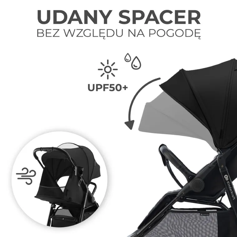 Kinderkraft, Rine, wózek spacerowy, Classic Black