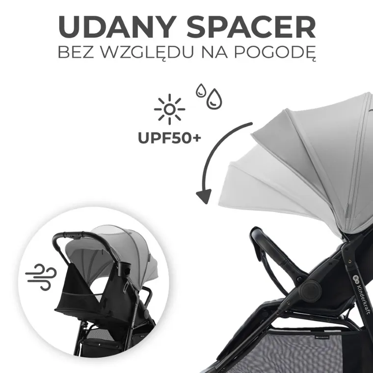 Kinderkraft, Rine, wózek spacerowy, Moonlight Grey