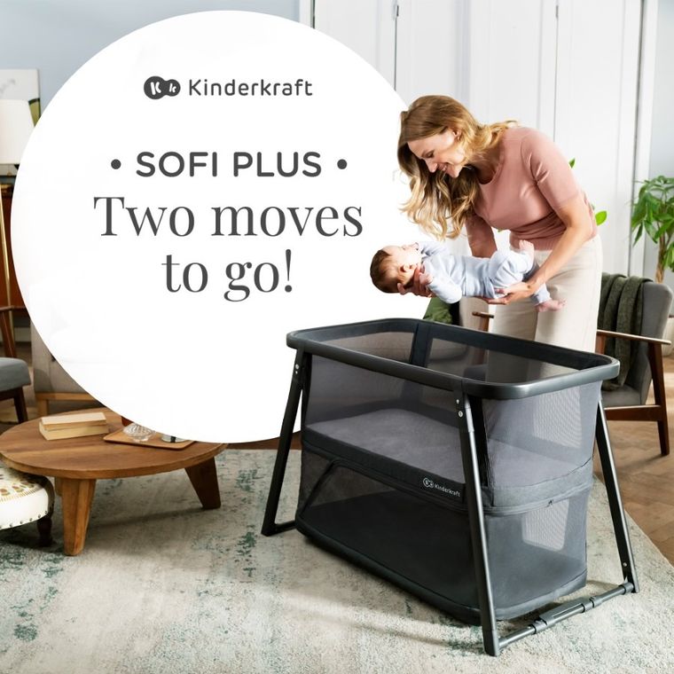 Kinderkraft, Sofi Plus, łóżeczko turystyczne, Grey