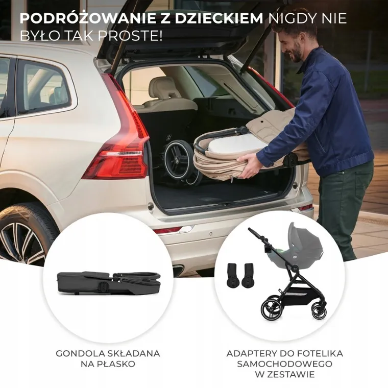 Kinderkraft, Yoxi, Mink Pro, wózek wielofunkcyjny 3in1, Moonlight Grey