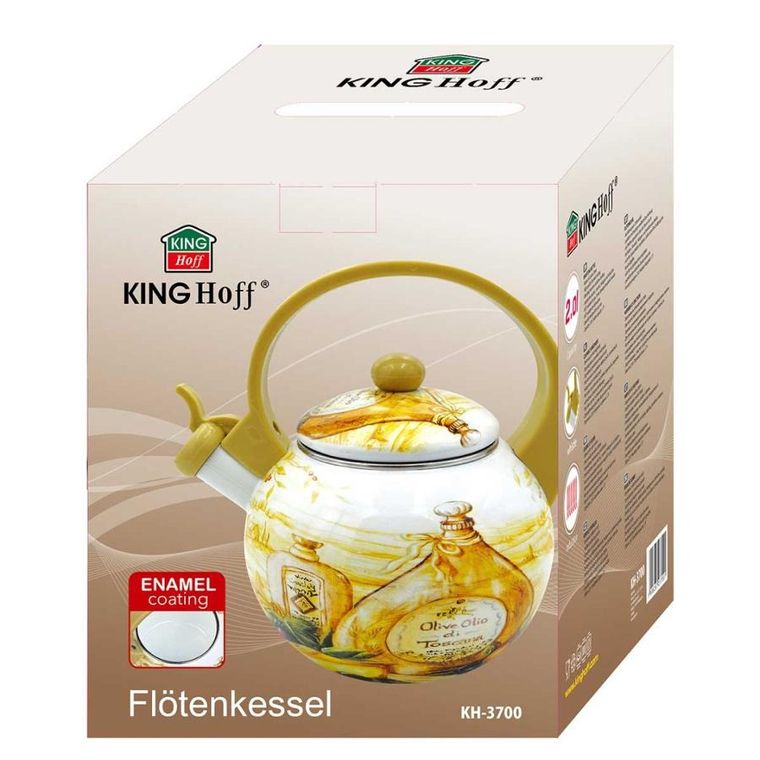 Kinghoff, czajnik emaliowany z gwizdkiem, 2l, KH-3700
