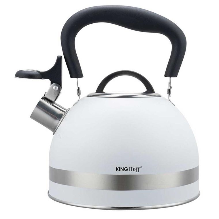 Kinghoff, czajnik z gwizdkiem, biały, 1,8l
