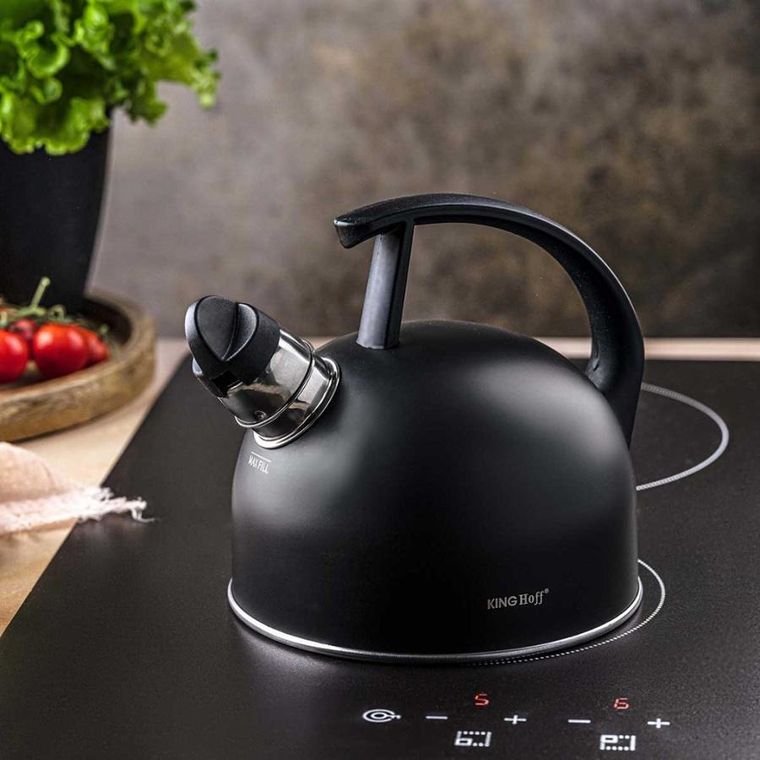 Kinghoff, czajnik z gwizdkiem, czarny mat, 1,5l