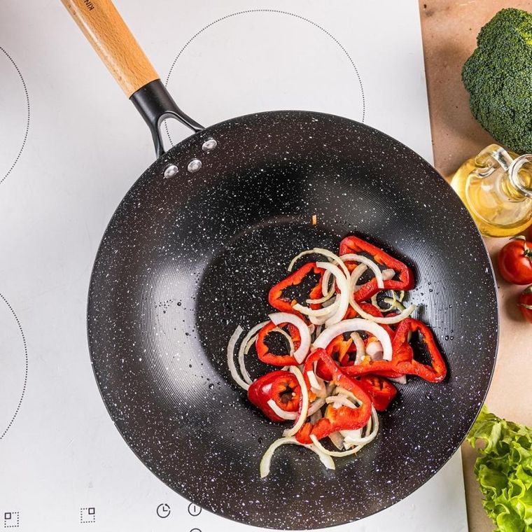 Kinghoff, wok z pokrywą, z powłoką marmurkową, 30 cm, kh-1984