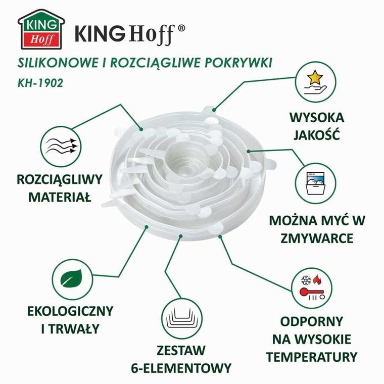 Kinghoff, zestaw pokrywek silikonowych, 6 szt., KH-1902