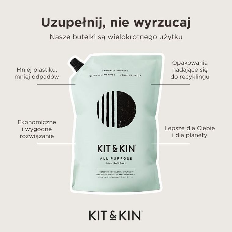 Kit & Kin, naturalny uniwersalny płyn do sprzątania domu, o zapachu cytrusów, 500 ml