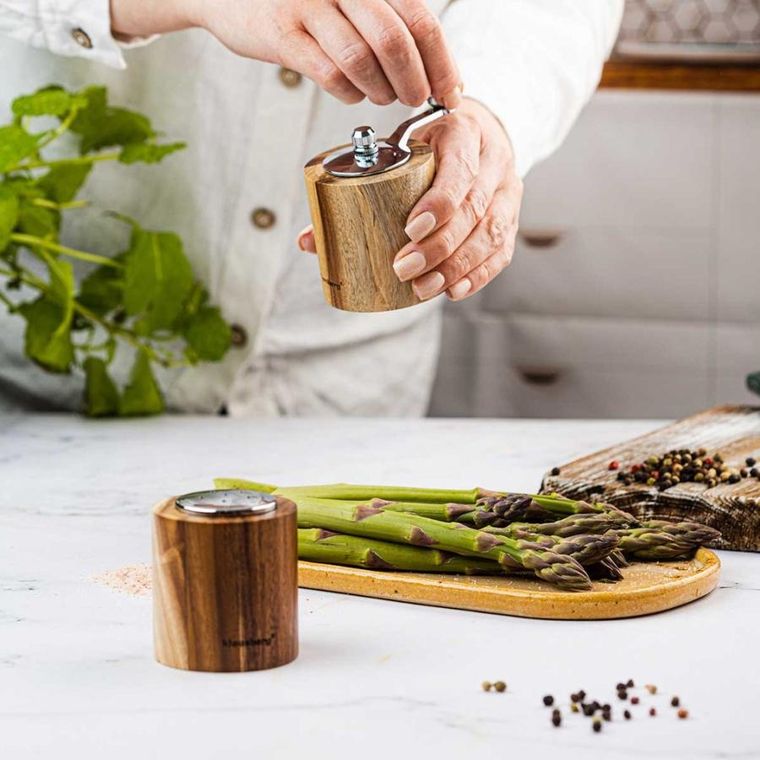 Klausberg, akacjowy młynek do pieprzu + solniczka, KB-7859