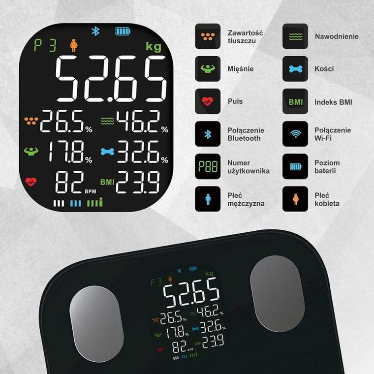 Klausberg, analityczna waga łazienkowa, smart ios android, kb-7854