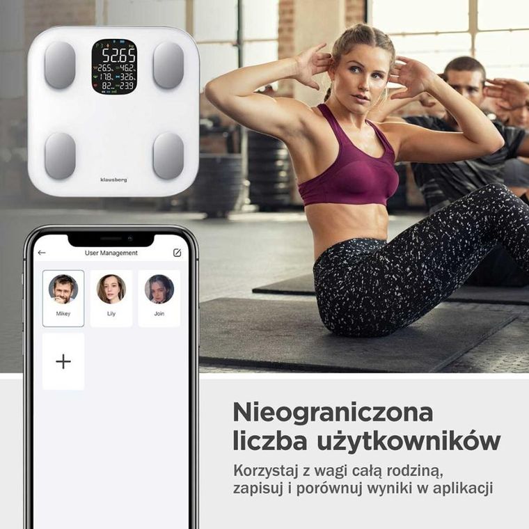 Klausberg, analityczna waga łazienkowa, smart ios android, kb-7855