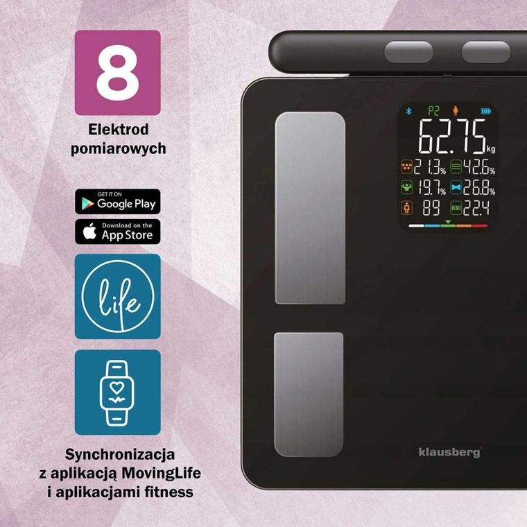 Klausberg, analityczna waga łazienkowa, smart ios android, kb-7856
