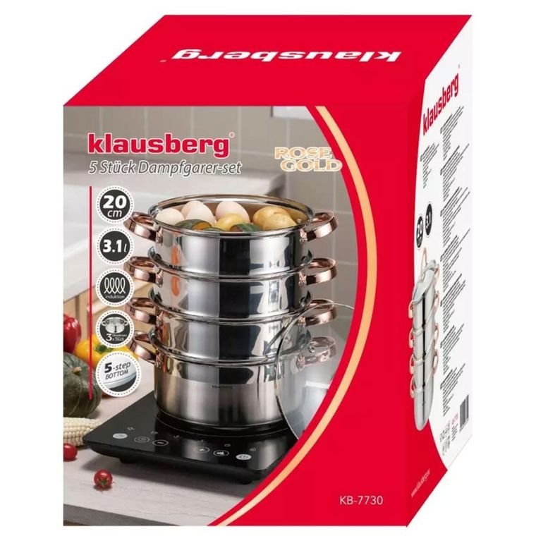 Klausberg, garnek na parę, rose gold, 20 cm, 5 elementów