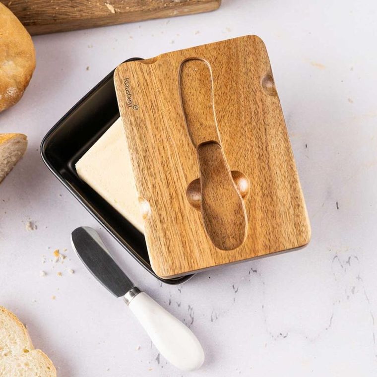 Klausberg, maselniczka porcelanowa z nożykiem, czarna