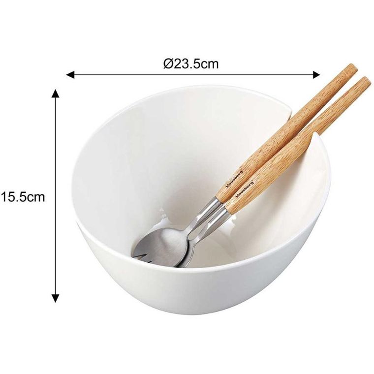 Klausberg, misa porcelanowa do sałat z przyborami, biała