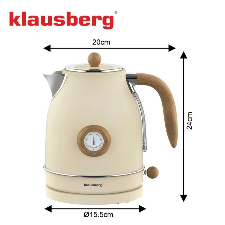 Klausberg, Retro, czajnik elektryczny, z termometrem, 1,7l, kb-9006