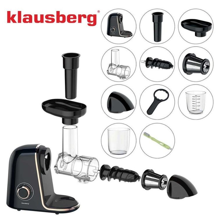 Klausberg, sokowirówka, wyciskarka wolnoobrotowa, czarna, KB-7867